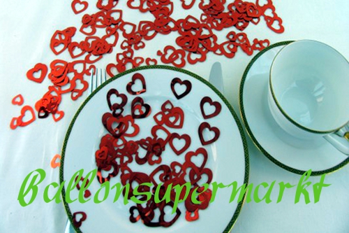 Konfetti-Tischdekoration-Hochzeit - Konfettiherzen Rot